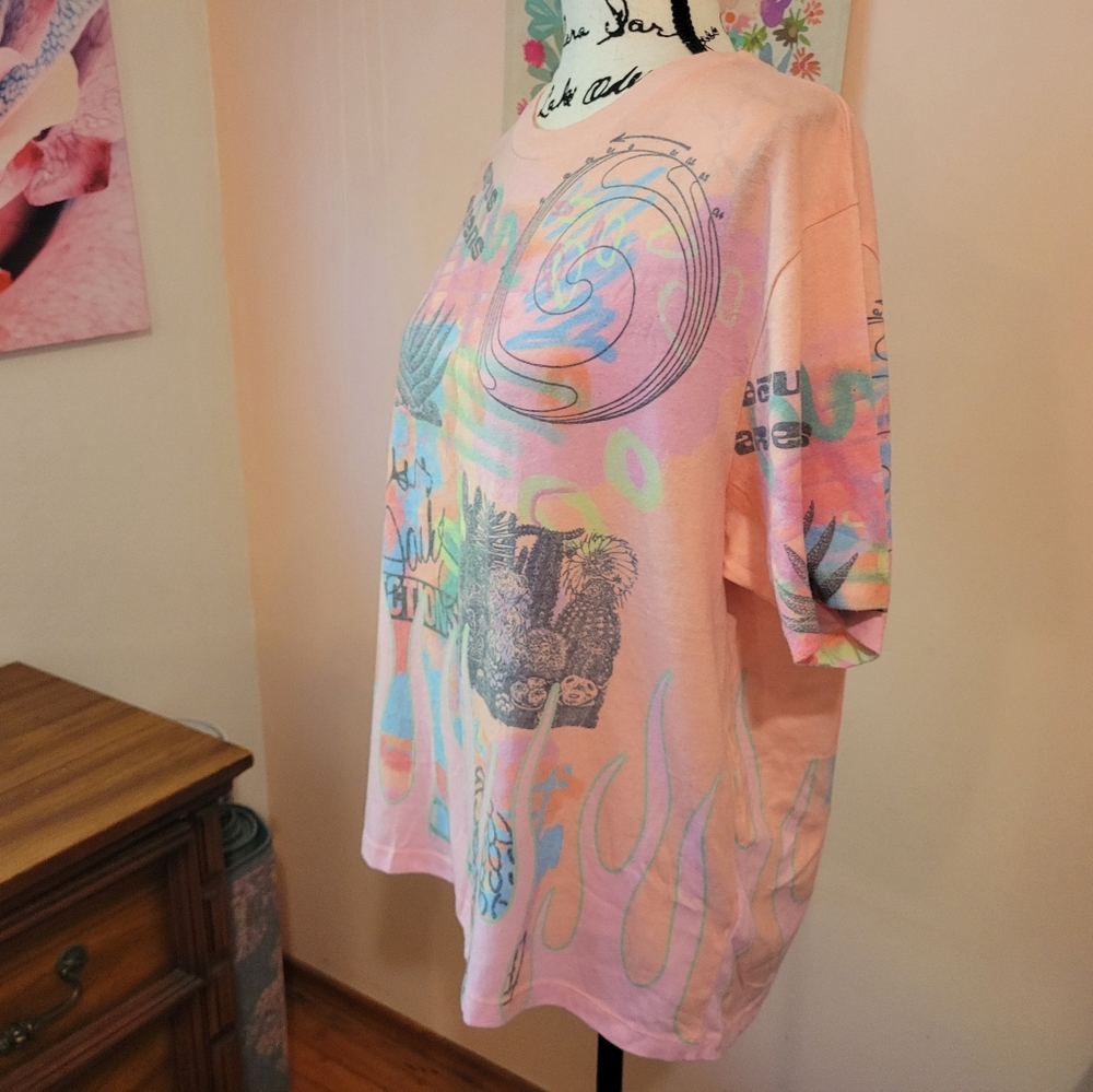 Urban Outfitters Cactus Gardens Flame Soft Tee, Pink, Orange, Boxy, NWOT, Large - Picture 8 of 14
